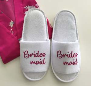 Bridal Party Slippers: Bridesmaid Slippers - Hot Pink Glitter Script, Style C
