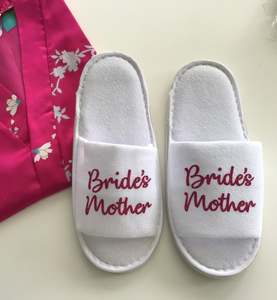 Bride's Mother Slippers - Hot Pink Glitter Script, Style C