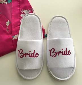 Bride Slippers - Hot Pink Glitter Script, Style C