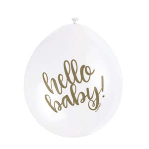 Hello Baby Balloons (10) - White (9")