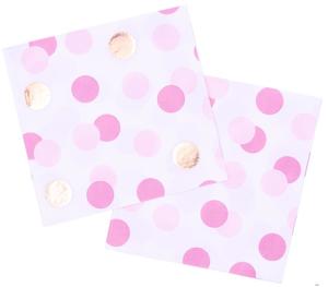 Baby Shower Napkins: Dot Napkins (16) - Pink and Gold