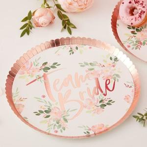 Hen Party Plates: Team Bride Floral Plates (8)