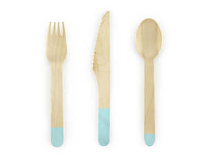 Eco Friendly Baby Shower Parties: Wooden Cutlery - Mint (18 Pieces)