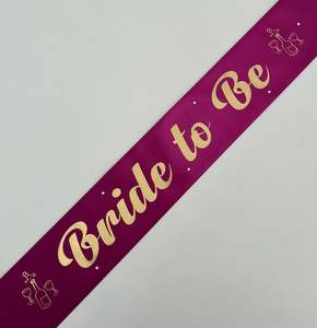 Bride To Be Sashes: Bride to Be Sash - Magenta with Gold *NEW FABRIC*