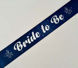 Bride To Be Sashes: Bride to Be Sash - Navy with Silver *NEW FABRIC*