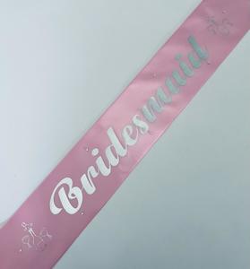 Bridesmaid Sashes: Bridesmaid Sash - Pale Pink with Silver *NEW FABRIC*