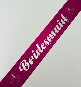 Bridesmaid Sash - Magenta with Silver *NEW FABRIC*