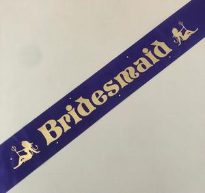 Bridesmaid Sash (Sexy Devil) - Purple and Gold