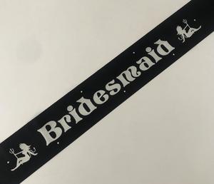 Bridesmaid Sash (Sexy Devil) - Black and Silver