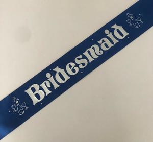 Bridesmaid Sash (Champagne) - Royal Blue and Silver