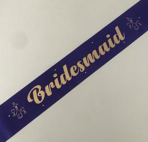Bridesmaid Sash (Champagne) - Purple and Gold