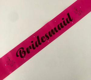 Bridesmaid Sash (Champagne) - Hot Pink and Black