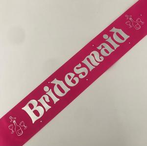 Bridesmaid Sash (Champagne) - Hot Pink and Silver