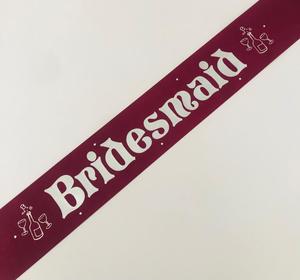 Bridesmaid Sashes: Bridesmaid Sash (Champagne) - Burgundy and Silver