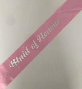 Maid Of Honour Sashes: Maid of Honour Sash - Pale Pink with Silver *NEW FABRIC*