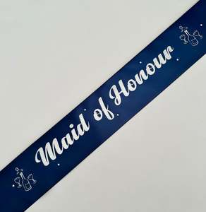 Maid of Honour Sash - Navy with Silver *NEW FABRIC*