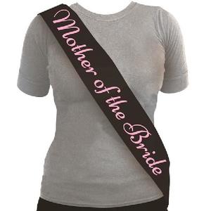 Mother Of The Bride Sashes: Mother of the Bride Sash - Black/Pale Pink