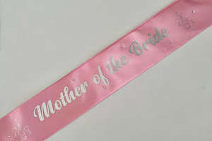 Mother Of The Bride Sashes: Mother of the Bride Sash - Pale Pink with Silver *NEW FABRIC*
