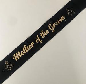 Mother of the Groom Sash - Black with Gold *NEW FABRIC*