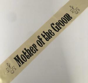 Mother Of The Groom Sashes: Mother of the Groom Sash (Champagne) - Gold and Black
