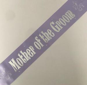 Mother Of The Groom Sashes: Mother of the Groom Sash (Champagne) - Mauve and Silver