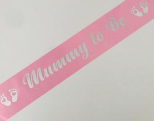 Mummy To Be Sashes: Mummy to Be Sash - Pale Pink and Silver *NEW FABRIC*