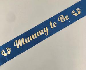 Mummy To Be Sashes: Mummy to Be Sash - Royal Blue with Gold *NEW FABRIC*