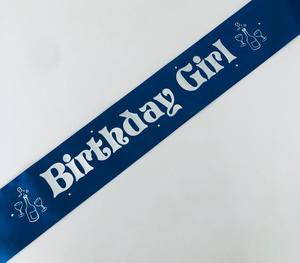 Birthday Girl Sashes: Birthday Girl Sash (Champagne) - Royal Blue and Silver