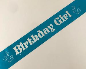 Birthday Girl Sashes: Birthday Girl Sash (Champagne) - Turquoise and Silver