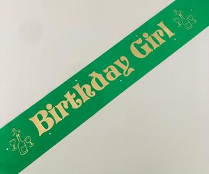 Birthday Girl Sashes: Birthday Girl Sash (Champagne) - Green and Gold