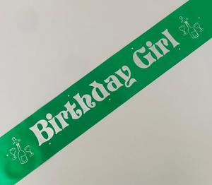 Birthday Girl Sashes: Birthday Girl Sash (Champagne) - Green and Silver