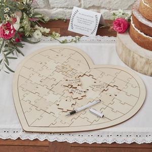 Ginger Ray Weddings: Wooden Heart Jigsaw Guest Book