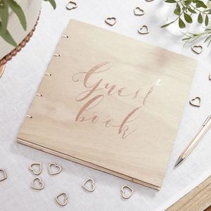 Ginger Ray Weddings: Rose Gold & Wooden Guest Book