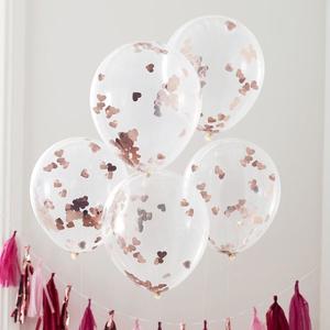 Ginger Ray Weddings: Confetti Balloons (5) - Rose Gold (12")
