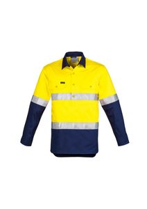 Mens Hi Vis Closed Front L/S Shirt - Hoop Taped - UniSmart