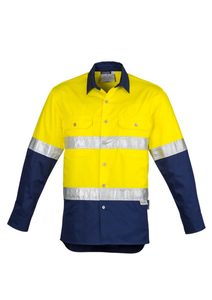 Mens Hi Vis Spliced Industrial Shirt - Hoop Taped - UniSmart