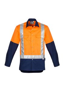 Mens Hi Vis Spliced Industrial Shirt - Shoulder Taped - UniSmart