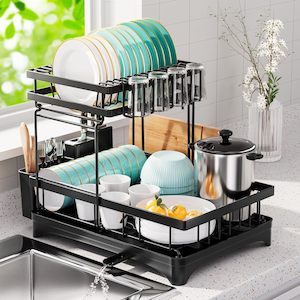 Dish Drying Rack with 360° Rotating Drainer Board