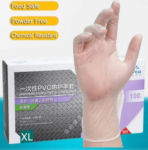 Disposable Gloves, Clear Vinyl Gloves - XL