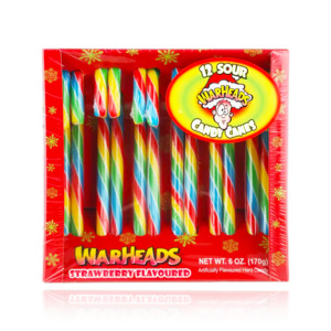 Christmas: Warheads Strawberry Sour Candy Cane 12PK 170g