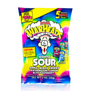 Products: Warheads Mega Assorted Sour Hard Candy – Limited Edition 90’s Throwback Pack 56g