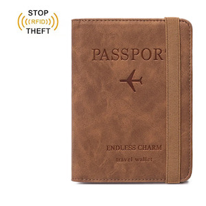 Frontpage: Passport Holder Travel Wallet RFID Blocking PU leather Case Cover - Brown