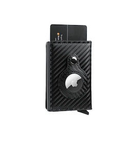 Airtag Leather RFID Card Holder Automatic Pop up Wallet for Men's Carbon Fibre