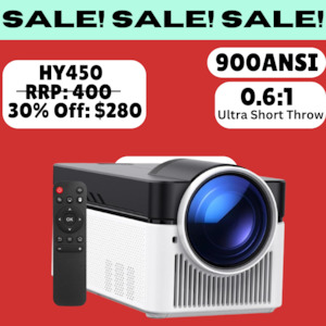 HY450 8K Android Smart Projector – 900ANSI Ultra Short Throw, Bluetooth, WiFi 6, Speaker