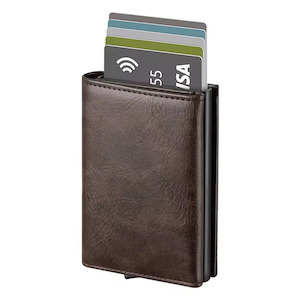 Pop Up Card Case Leather Wallet for Men's - Brown