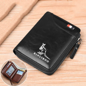 Men's Leather Wallet RFID Blocking, Credit card holder Men's Wallet - Black