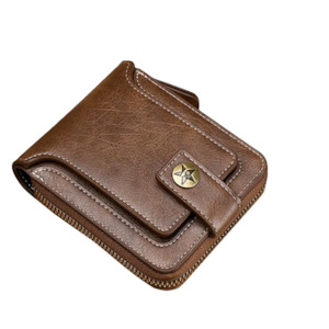 New Vintage Small PU Leather Solid Color Hasp Zipper Mens Wallet