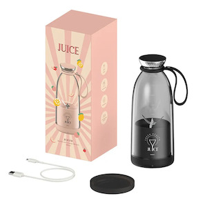 Home Appliances: Portable Wireless Charging 500ml Gym Bottle Blender - Black