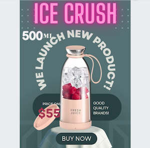 Portable Wireless Charging 500ml Gym Bottle Blender - Pink