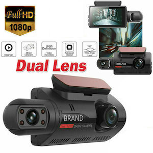 Front & Inside 3-inch Car DVR Dual Lens Dash Cam, Loop-Recording Car Camera